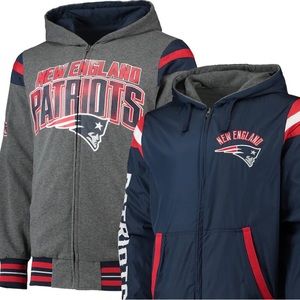 Navy/Heathered Charcoal New England Patriots Fast Pace Reversible Full-Zip